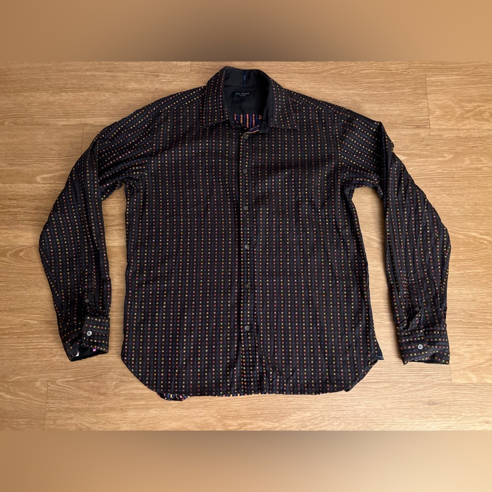 Ted Baker London Black Multicolor Button Down Shirt, size L - Picture 3 of 13